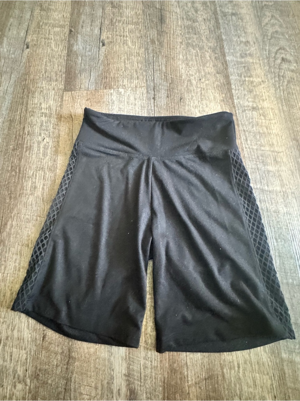 Victoria's Secret Black High-Waist Bike Shorts with Mesh Panels
